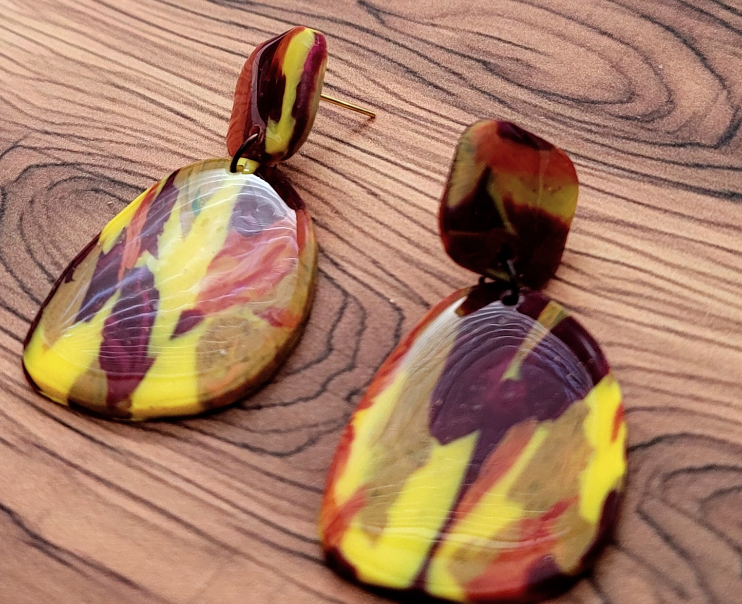 Riza: Fire Pattern Polymer Clay Earring