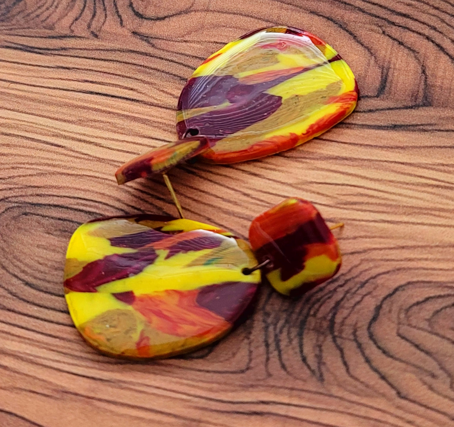 Riza: Fire Pattern Polymer Clay Earring