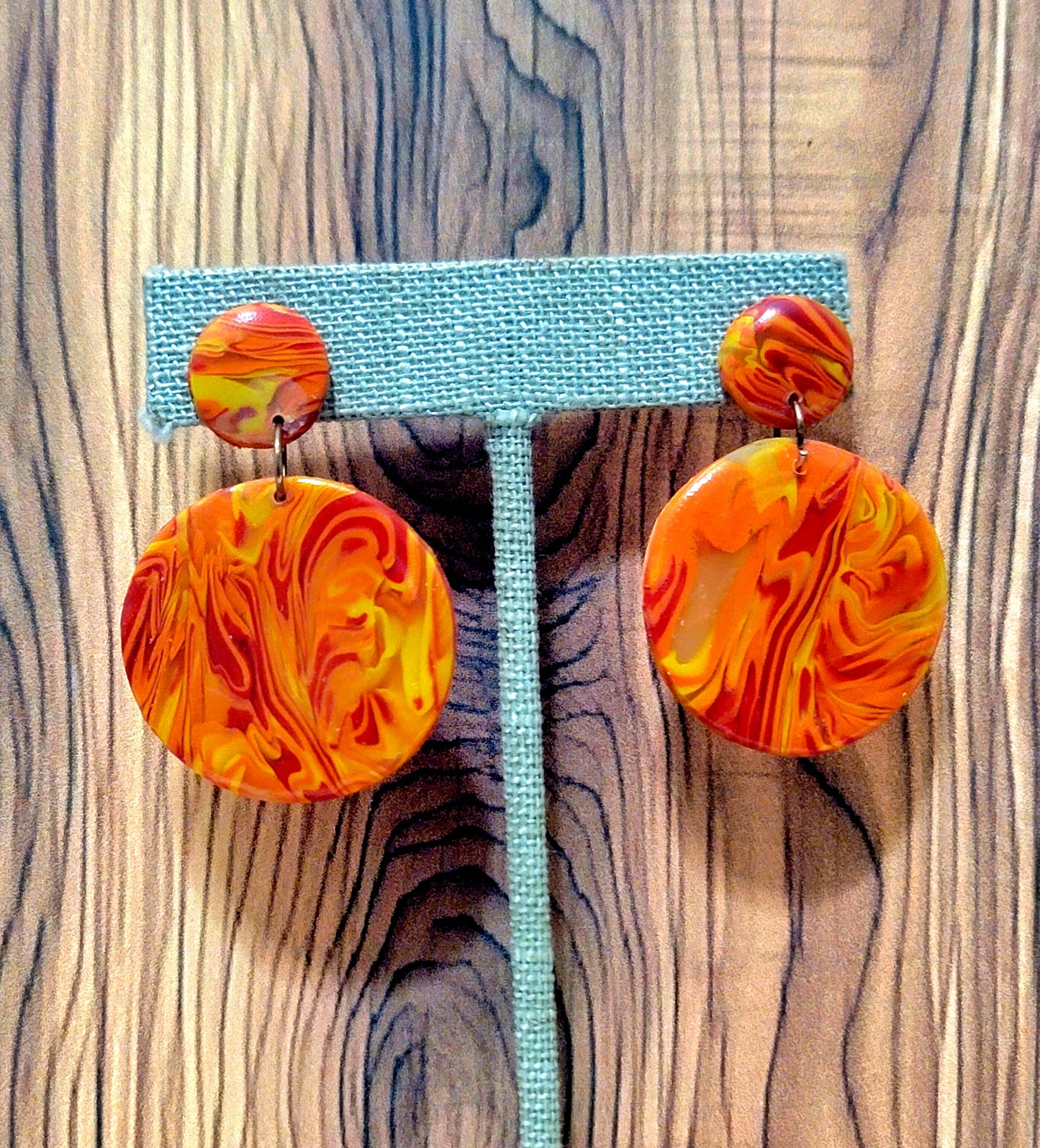 Sol: Yellow, Red, Translucent and Orange Polymer Clay Earrings