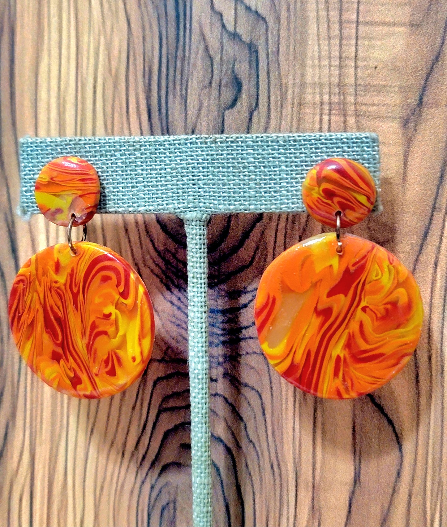 Sol: Yellow, Red, Translucent and Orange Polymer Clay Earrings