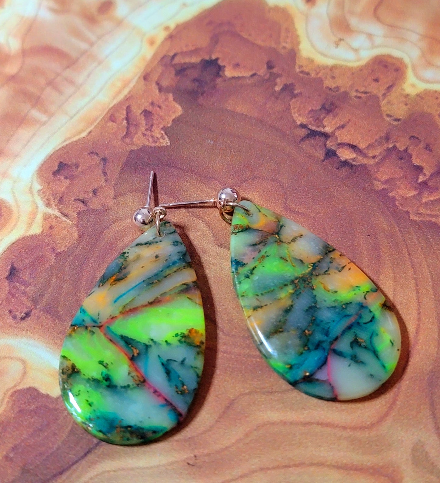 Milagros: Translucent Inked Polymer Clay Earrings: Teardrop Shape