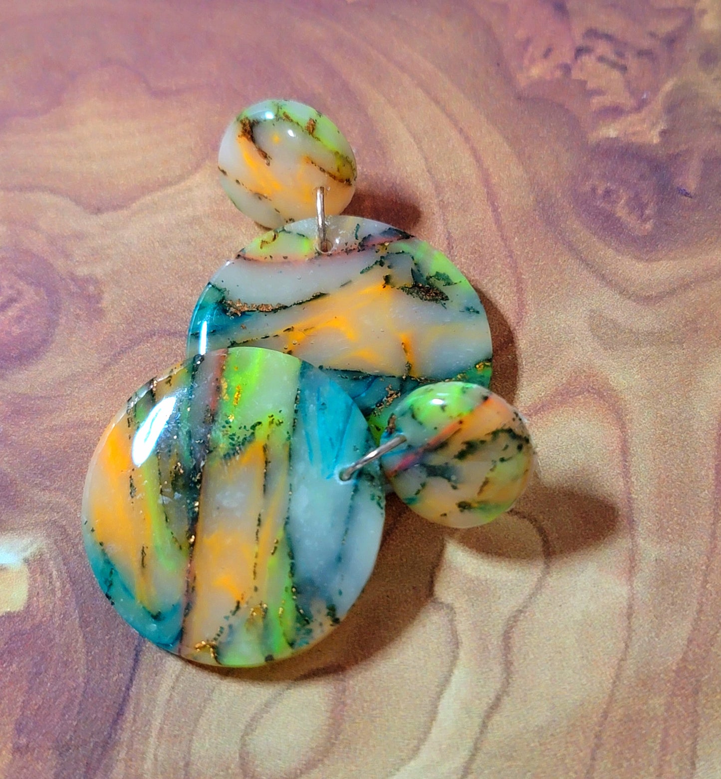 Consuelo: Translucent Inked Polymer Clay Earrings: Circle Shape