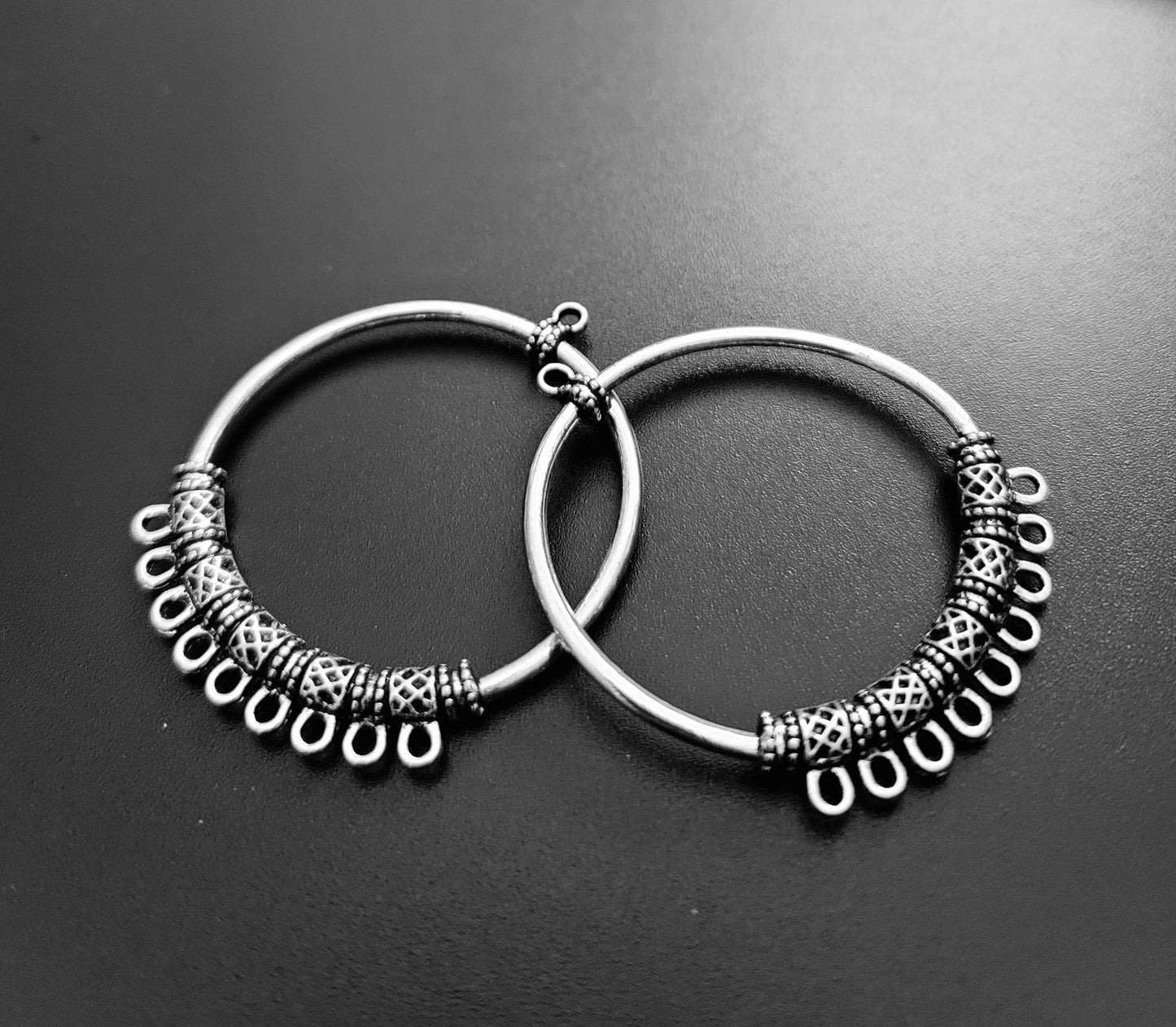 ESC-CH60: Antique Silver Extra Large Nine Hole Chandelier Connectors: 55x46mm [2pcs]
