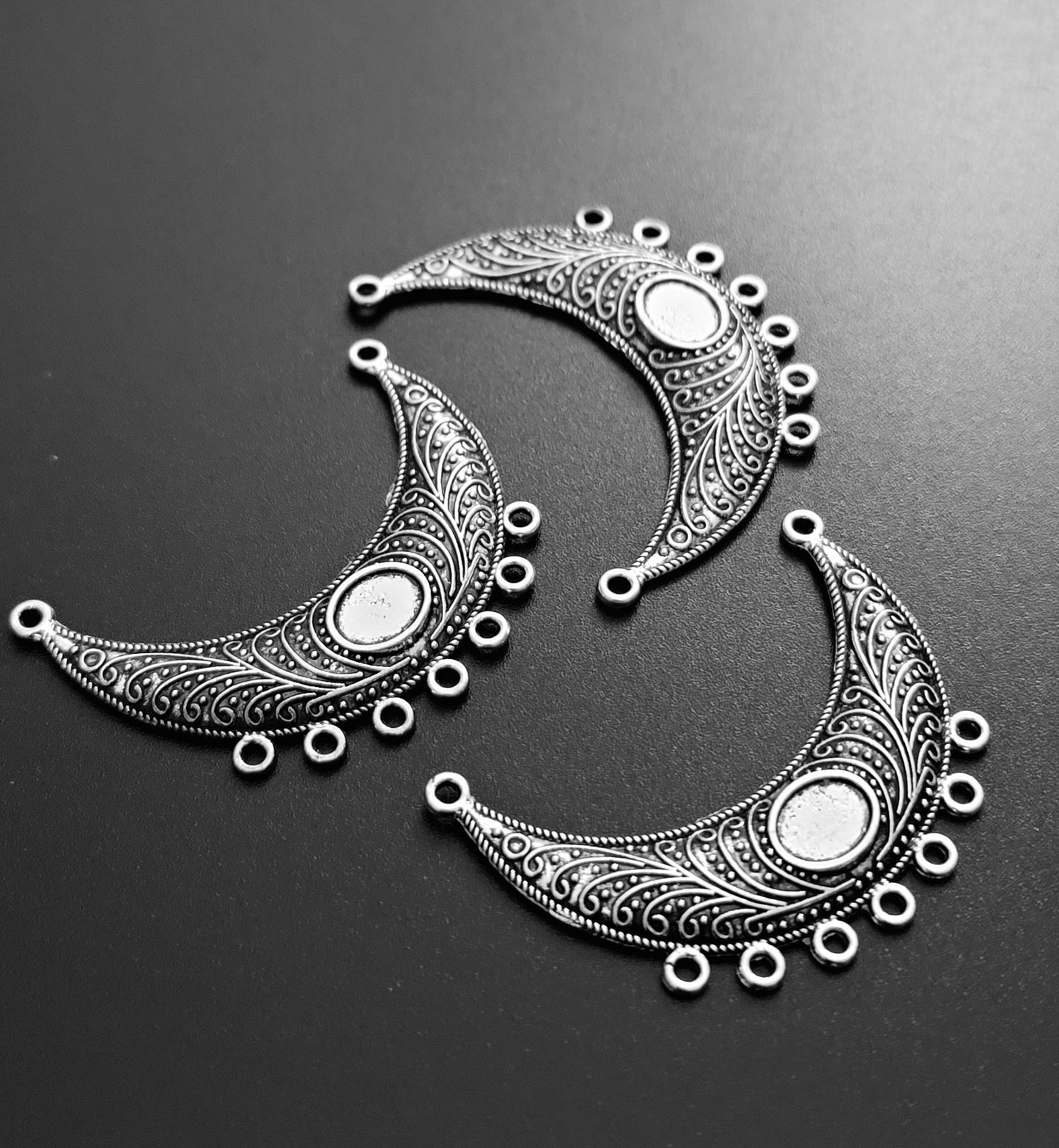ESC-CH40: Antique Silver Pendant Settings: 54x19mm: [2pcs]