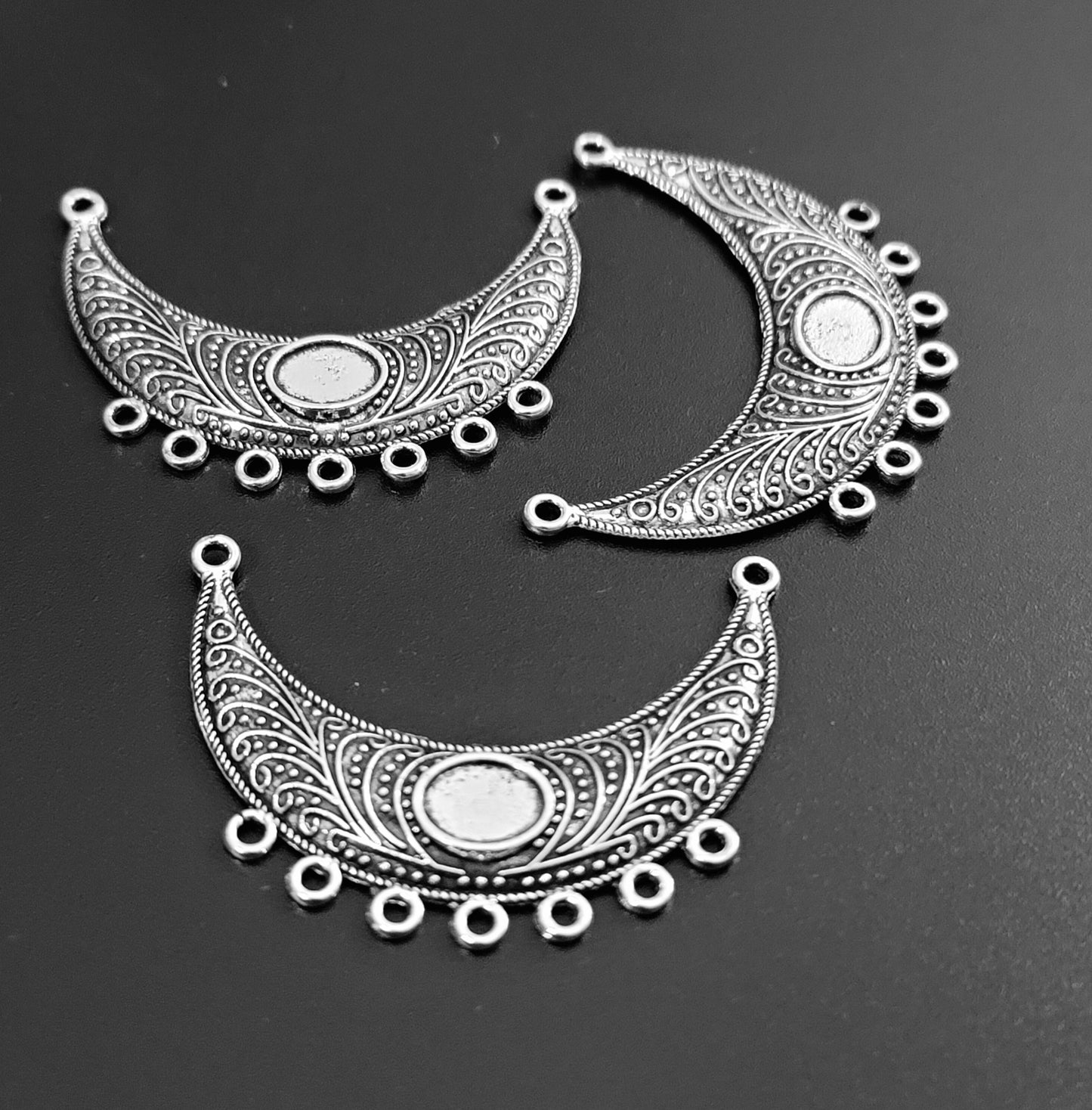 ESC-CH40: Antique Silver Pendant Settings: 54x19mm: [2pcs]