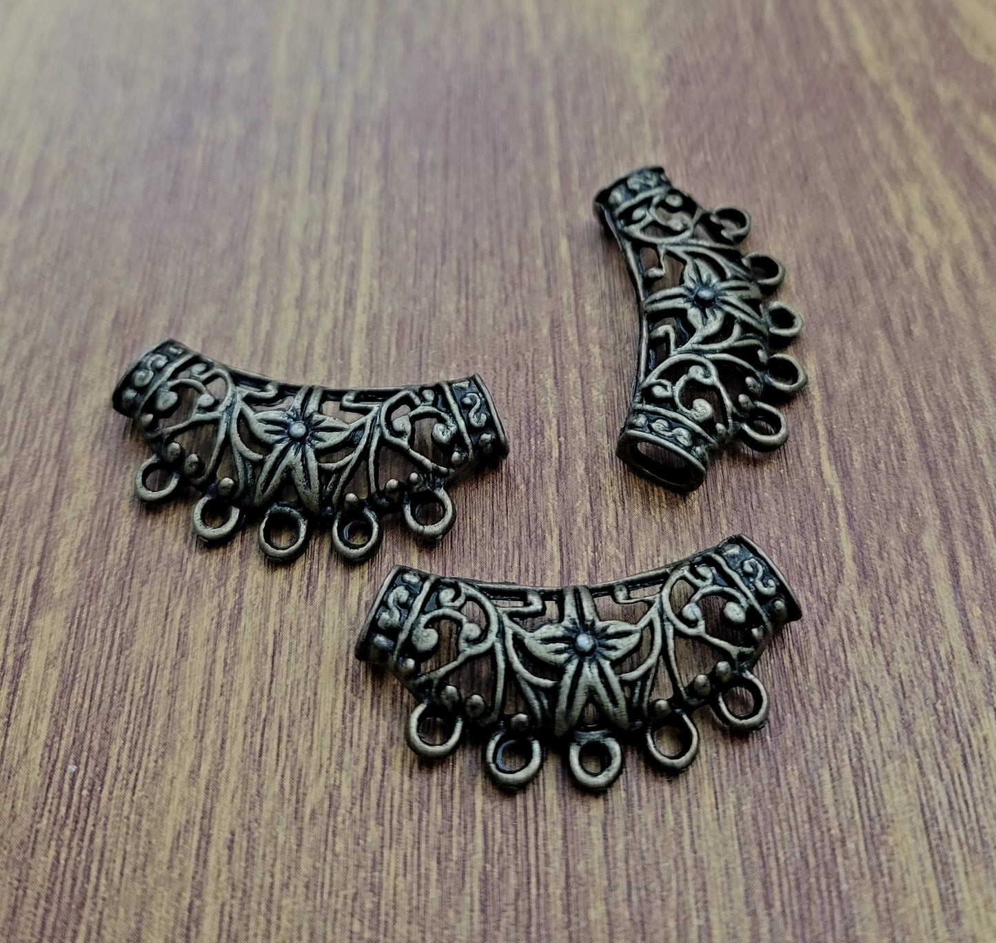 ESC-CH19: Antique Brass Pendant Settings (Five Hoops) 38x18mm: [4pcs]