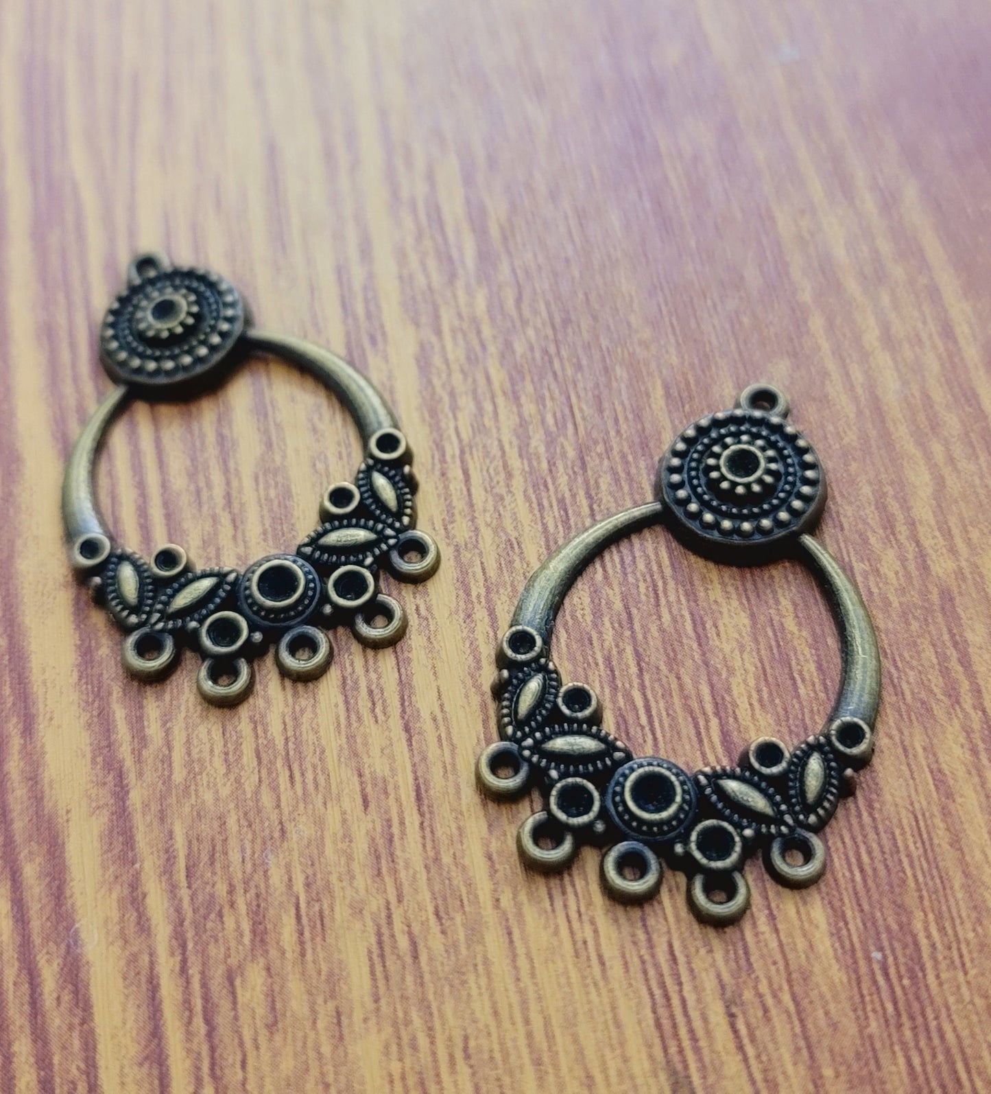 ESC-CH26: Antique Brass Ex. Large Floral Pendant Settings: 42x26mm [2pcs]