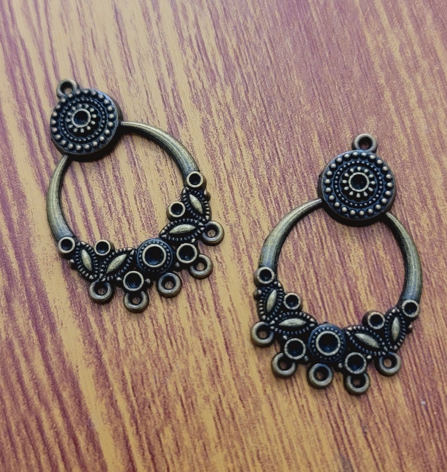 ESC-CH26: Antique Brass Ex. Large Floral Pendant Settings: 42x26mm [2pcs]