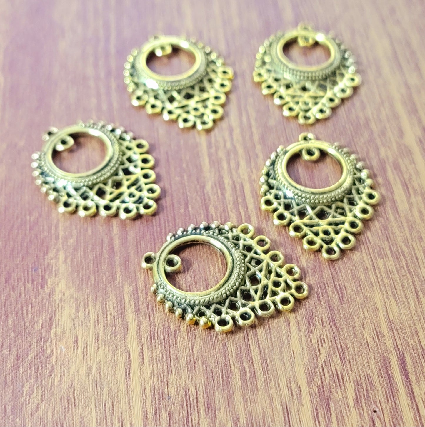 ESC-CH49: Antique Gold Earring/Pendant Settings: 33x23mm [4pcs]