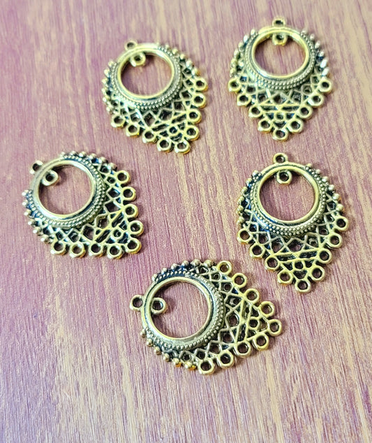 ESC-CH49: Antique Gold Earring/Pendant Settings: 33x23mm [4pcs]