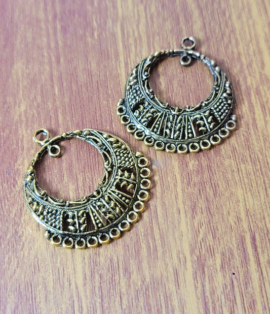 ESC-CH58: Antique Gold Ex. Large Pendant Setting: 38x33mm [2pcs]