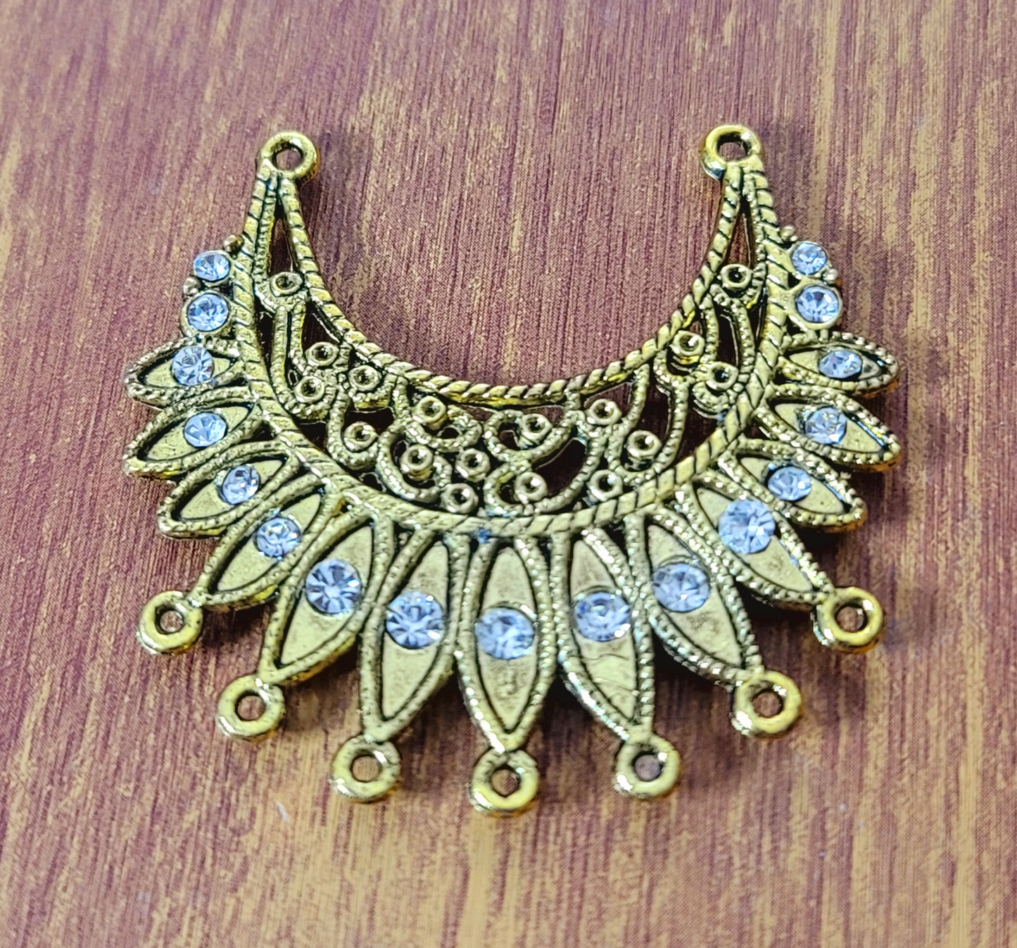 ESC-CH66: Antique Gold Ex. Large Pendant with Crystal Stones: 53x48mm [1pc]