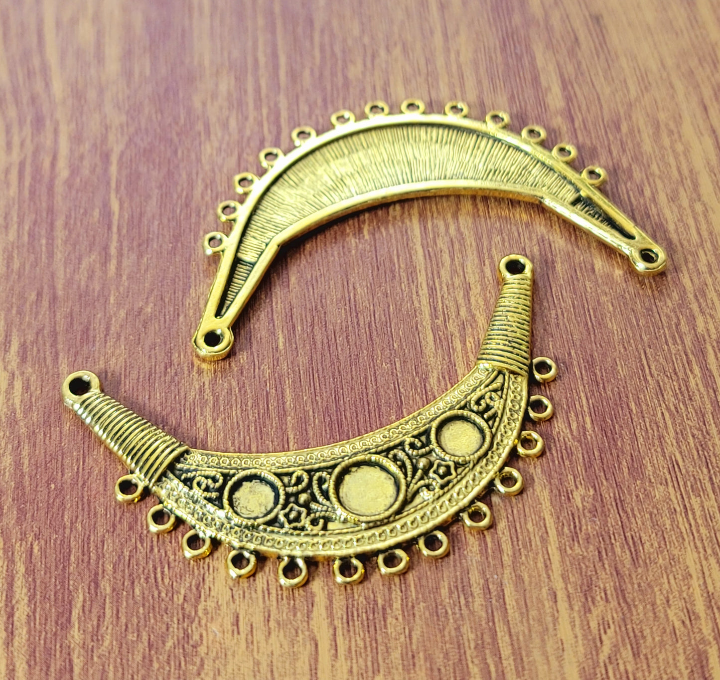 ESC-CH69: Antique Gold Ex. Large Pendant Setting with Three Settings: 69x21mm [2pcs]