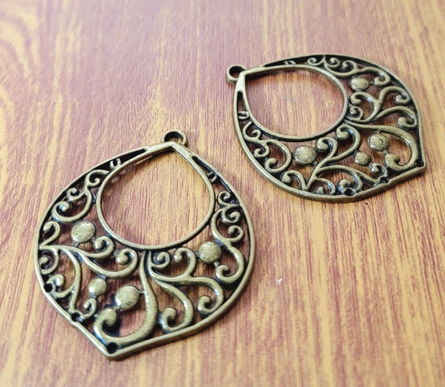 ESC-CH78: Antique Brass Ex. Large Floral Pendant Setting: 61x50mm [2pcs]