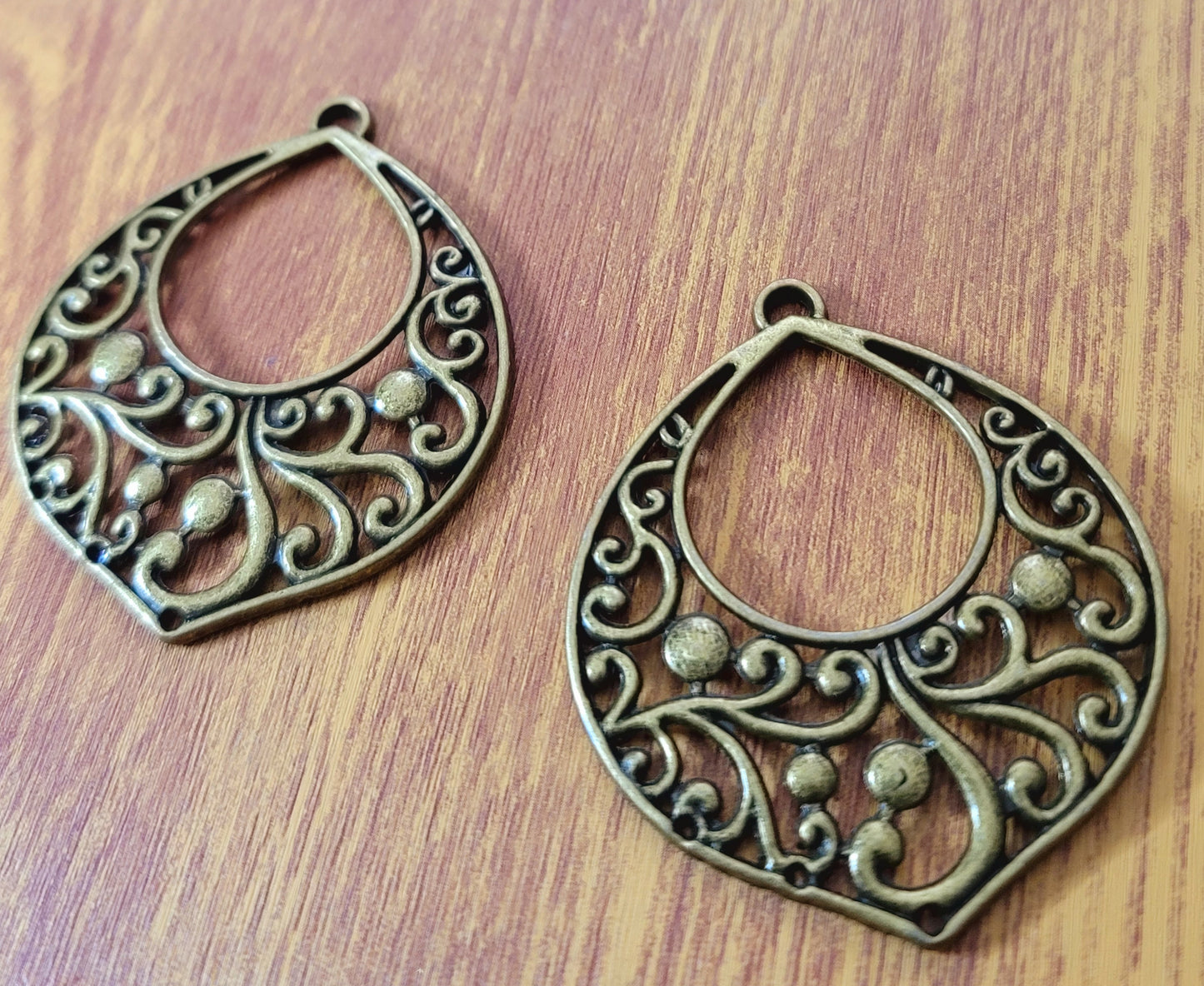 ESC-CH78: Antique Brass Ex. Large Floral Pendant Setting: 61x50mm [2pcs]
