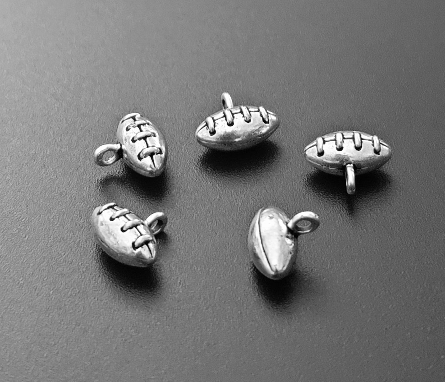 ESC-SA41: Antique Silver 3D  Football Pendant: 13x13mm [5pcs]