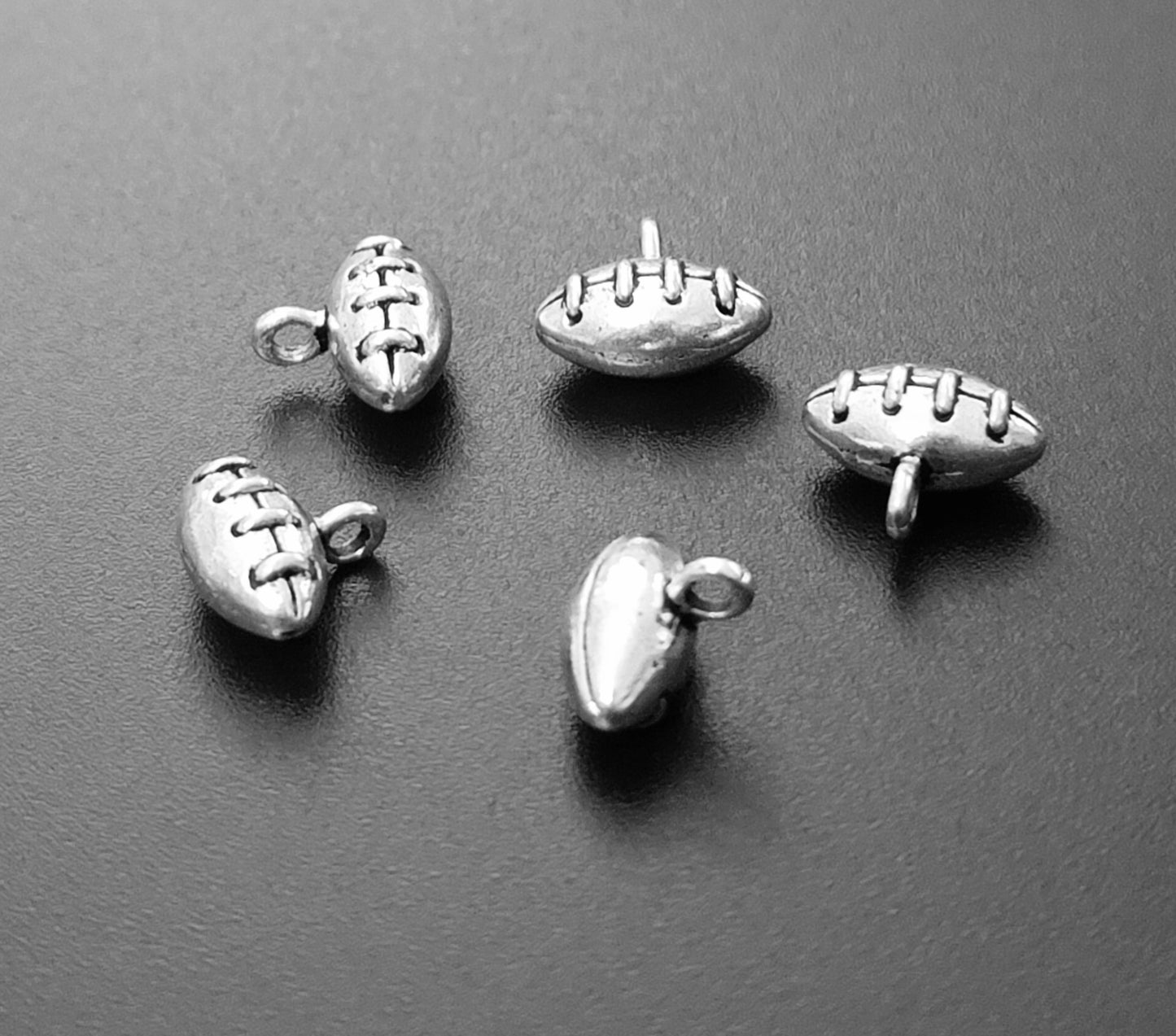 ESC-SA41: Antique Silver 3D  Football Pendant: 13x13mm [5pcs]