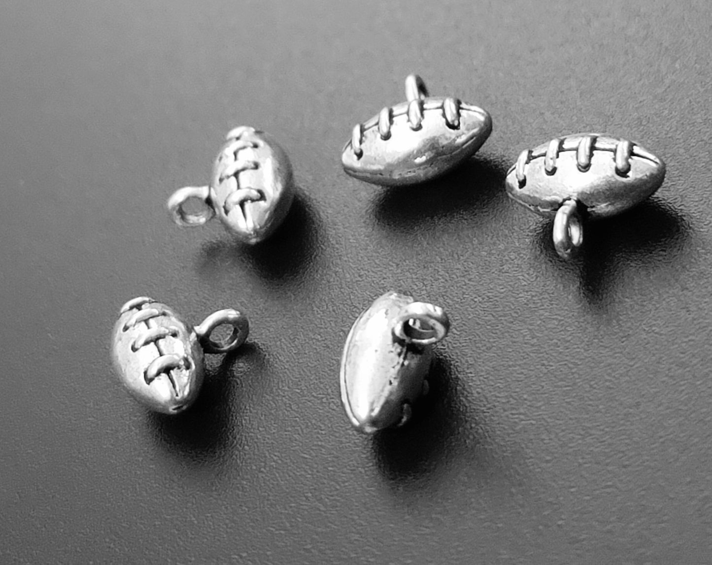 ESC-SA41: Antique Silver 3D  Football Pendant: 13x13mm [5pcs]