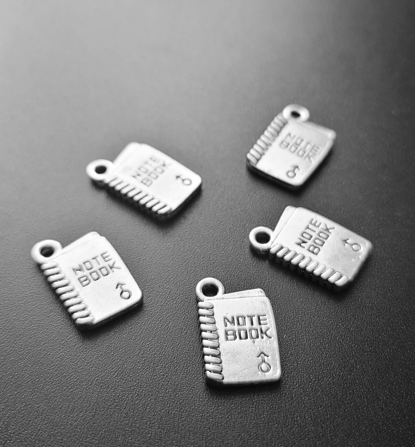 ESC-SA37: Antique Silver Notebook Charm: 18x11mm [5pcs]