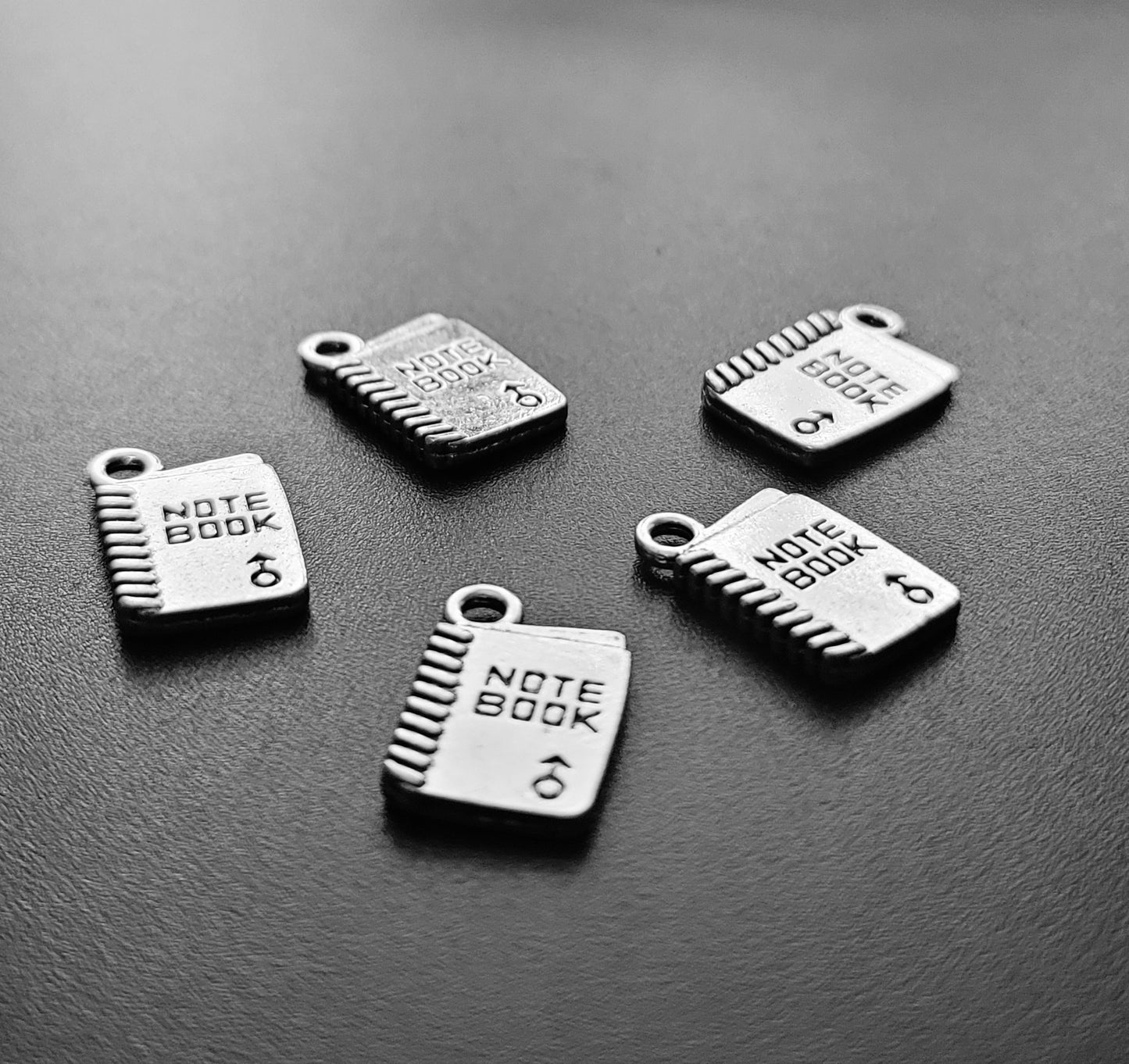 ESC-SA37: Antique Silver Notebook Charm: 18x11mm [5pcs]