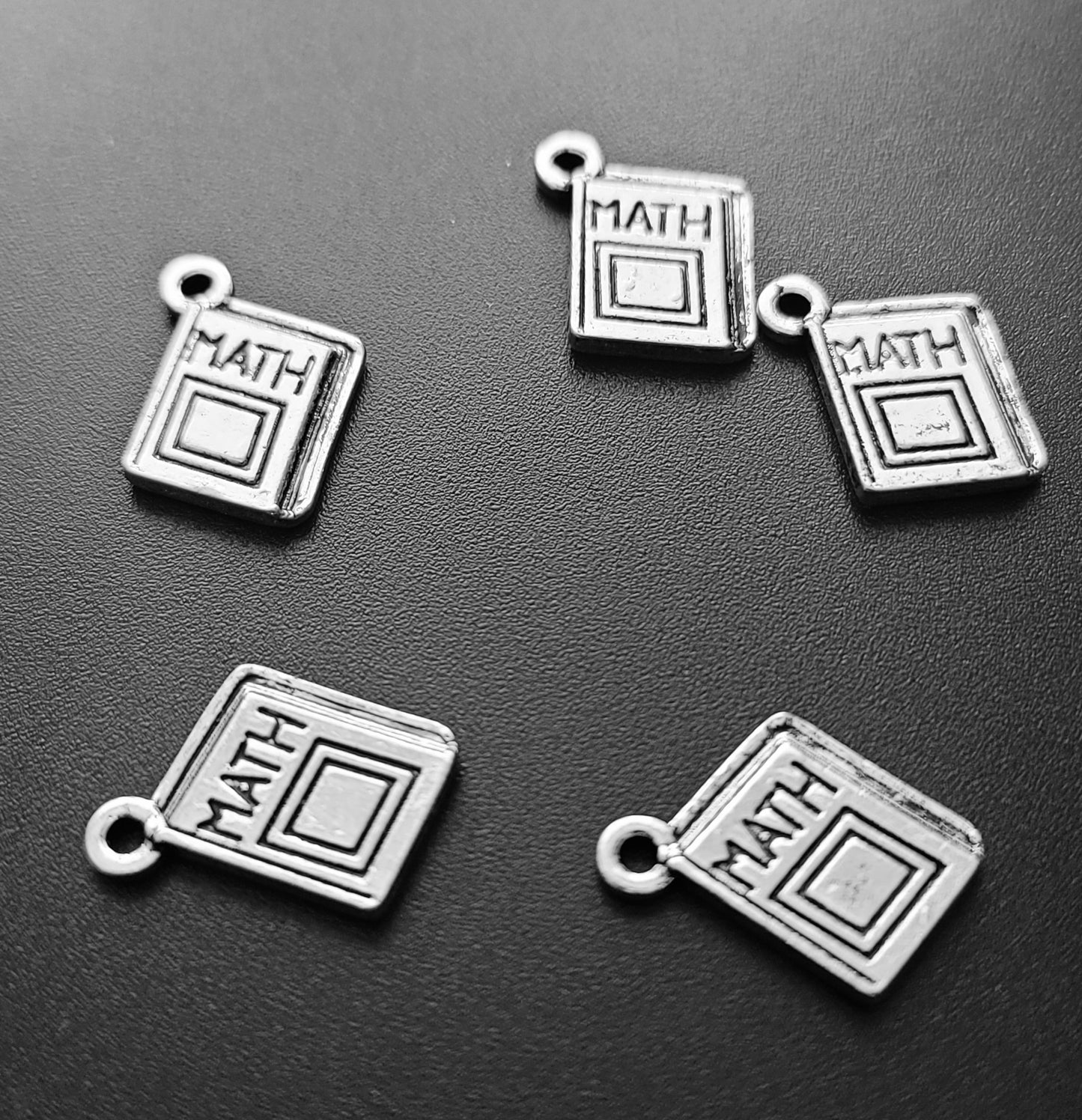 ESC-SA36: Antique Silver Math Book Charm: 18x14mm [5pcs]