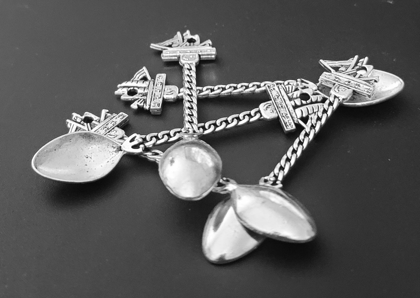 ESC-HT22: Antique Silver Spoon Pendants: 68mm