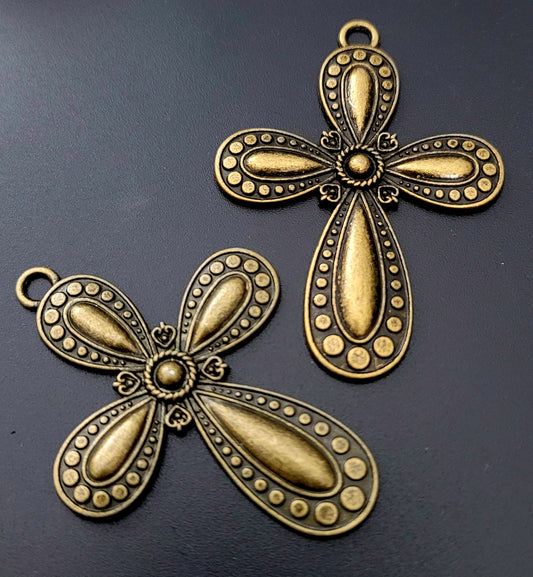 ESC-CR99: Antique Brass   Ex. Large Cross Pendants: 73x53mm: 2pcs