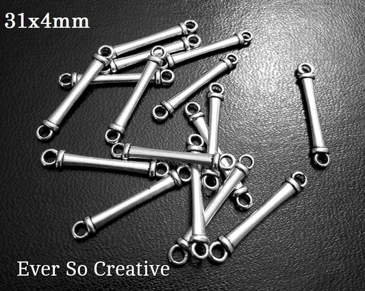 ESC-CN26: Antique Silver Bar Connectors: 31x4mm: 12pcs