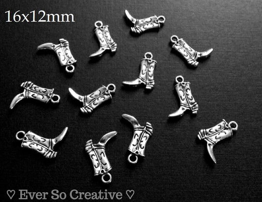 ESC-WC11: Antique Silver Flat Boot Charms: 16x12mm