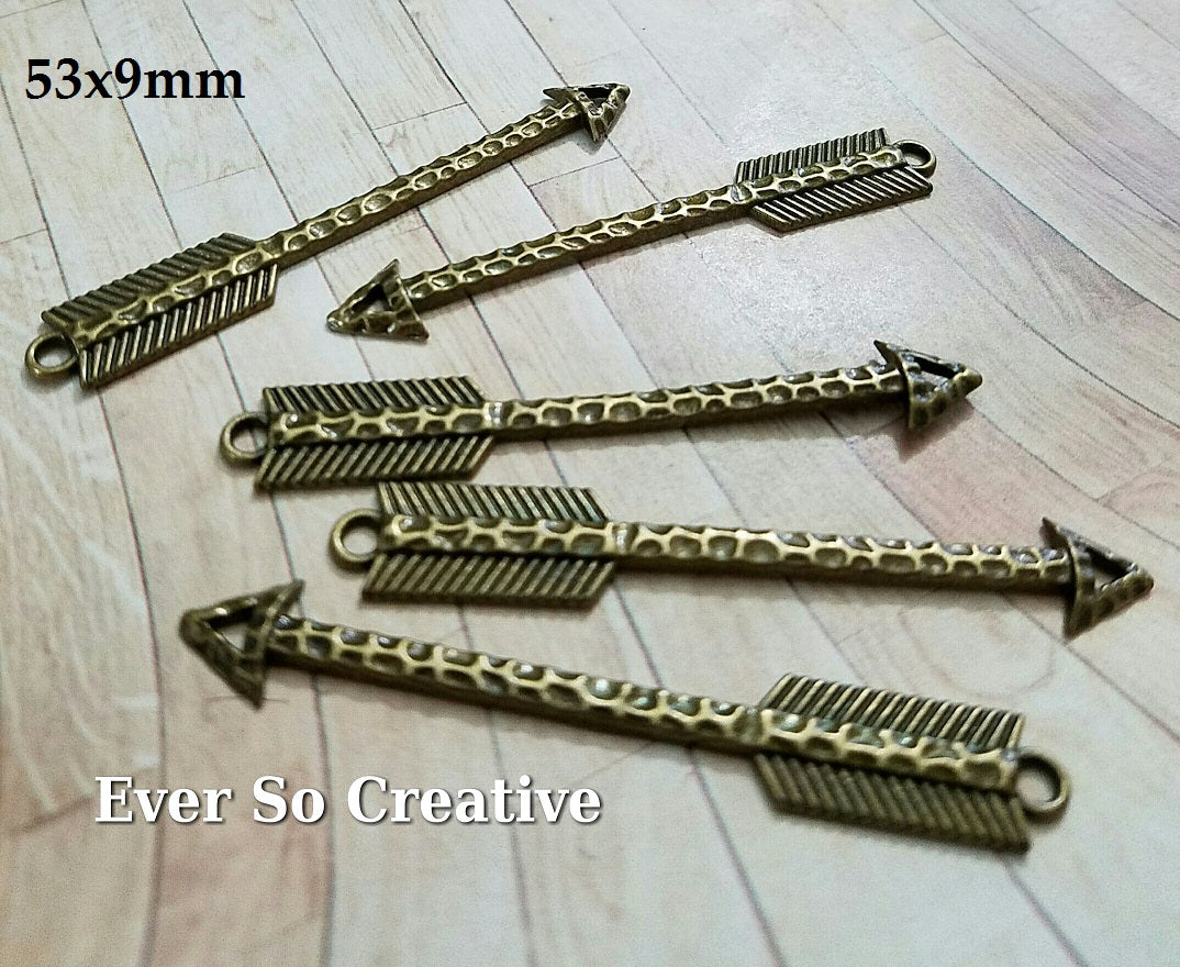 ESC-CN30: Antique Brass Extra Large Arrow Connectors: 53x9mm: 5pcs