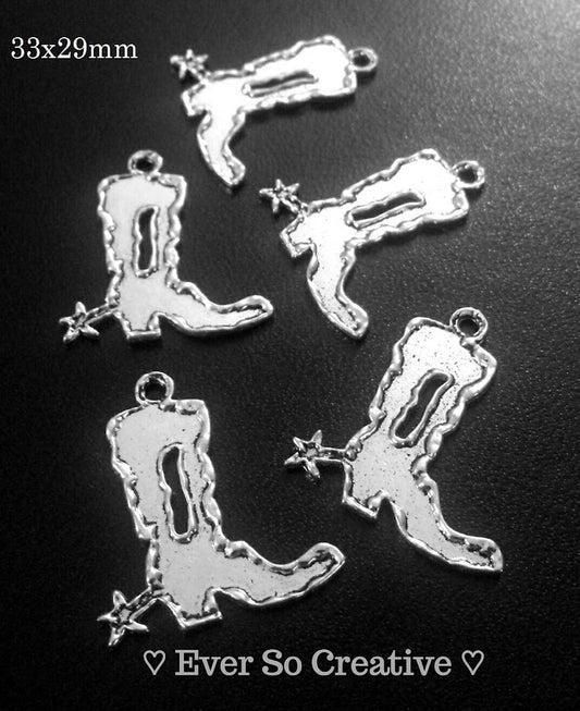 ESC-WC21: Antique Silver Rugged Edge Boot Pendants: 33x29mm