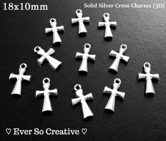 ESC-CR46: Antique Silver Thick Cross Charm: 18x10mm: 10pcs