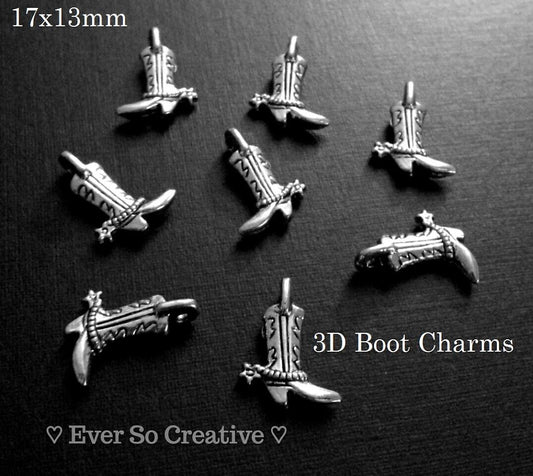 ESC-WC22: Antique Silver 3D Boot Charms: 17x13mm