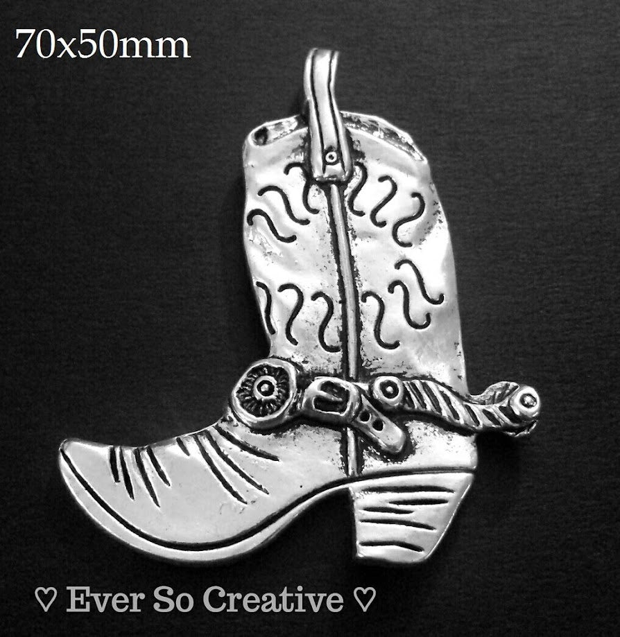 ESC-WC08: Antique Silver Extra Large Boot Pendants: 70x50mm