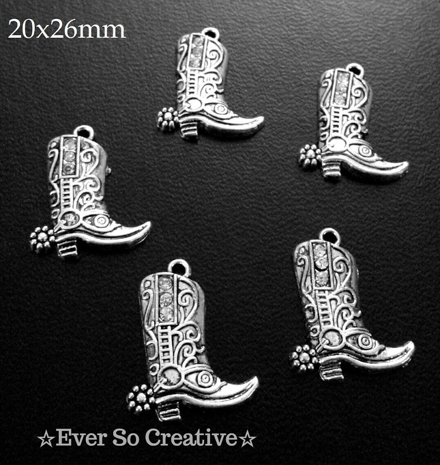 ESC-WC24: Antique Silver Decorative Boot Pendant: 20x26mm