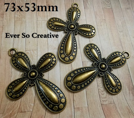 ESC-CR99: Antique Brass   Ex. Large Cross Pendants: 73x53mm: 2pcs