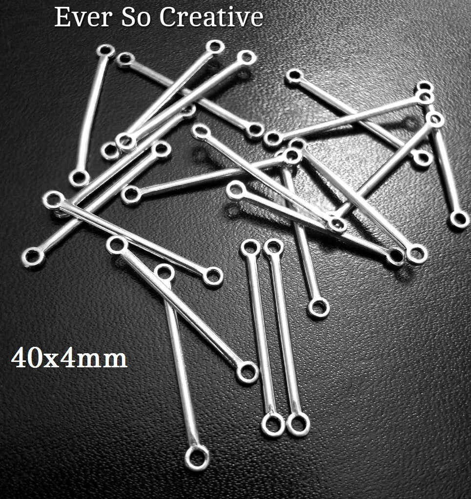 ESC-CN27: Antique Silver Large Bar Connectors: 40x4mm: 10pcs