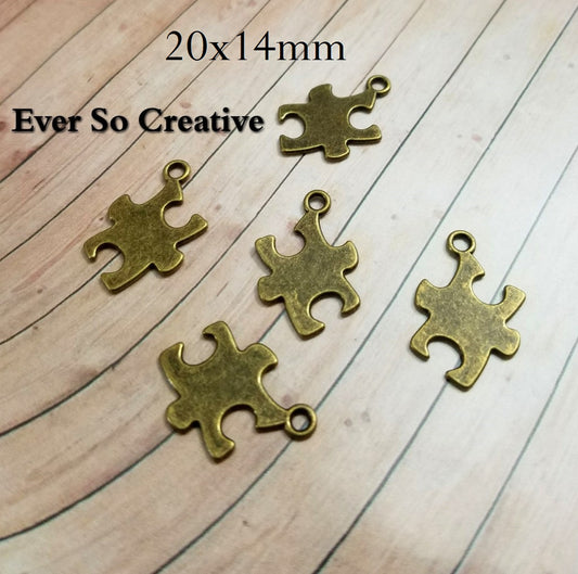 ESC-AWC02: Antique Brass Puzzle Charms: 20x14mm