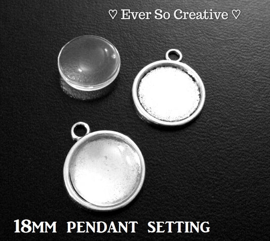 ESC-BEZ03: Antique Silver Bezel Pendant & Glass Setting