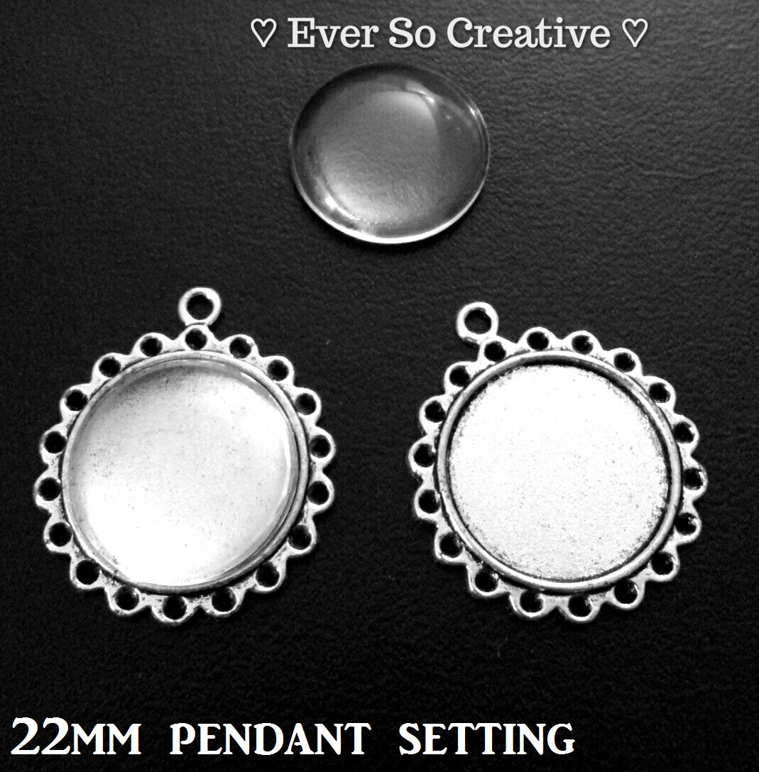 ESC-BEZ04: Antique Silver Bezel Pendant & Glass Setting