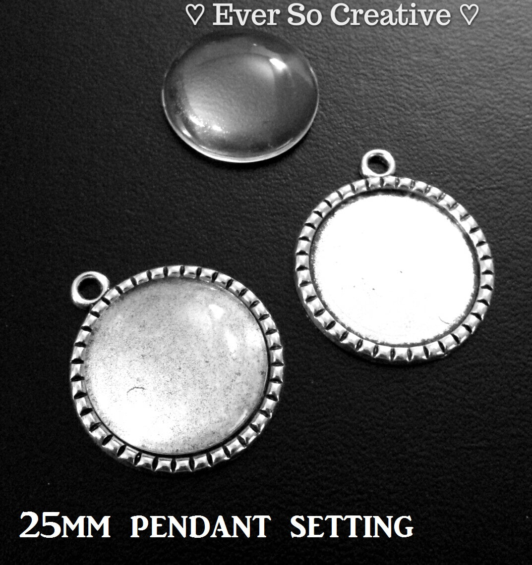 ESC-BEZ07: Antique Silver Bezel Pendant & Glass Setting