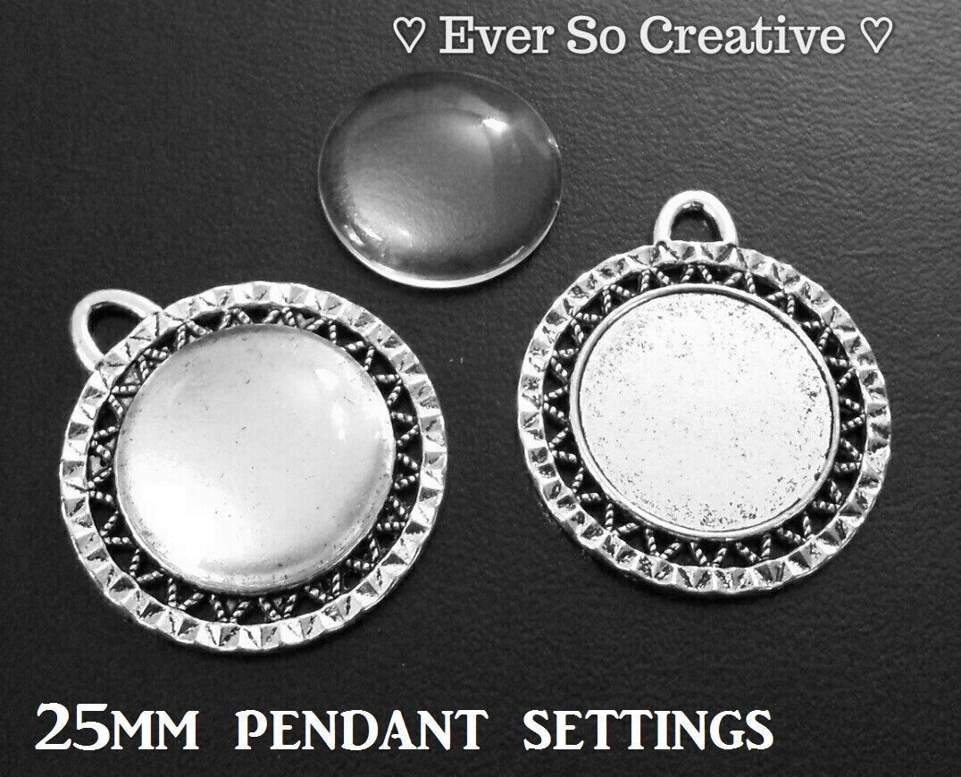 ESC-BEZ08: Antique Silver Bezel Pendant & Glass Setting