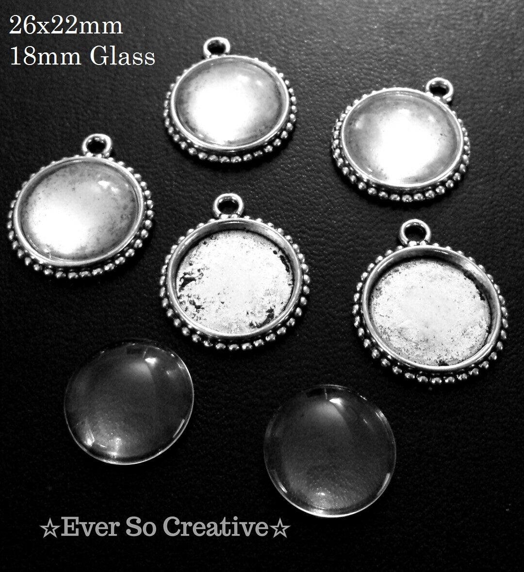 ESC-BEZ09: Antique Silver Bezel Pendant & Glass Setting