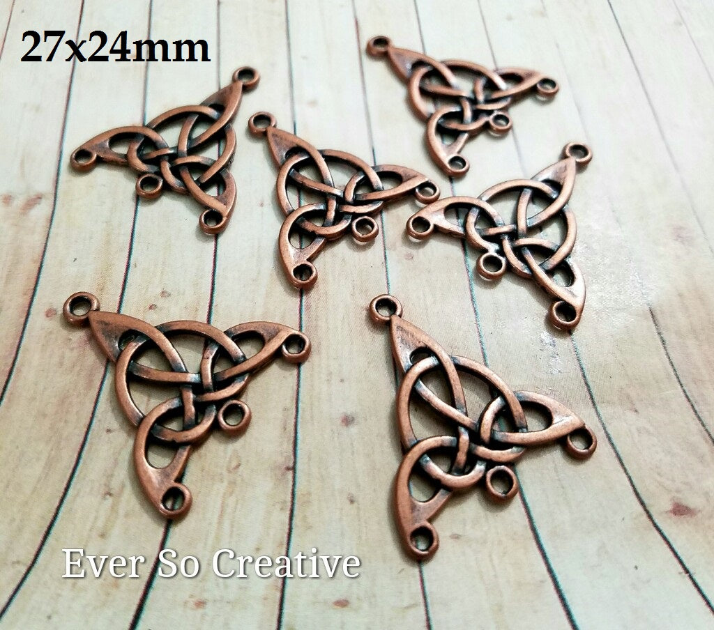 ESC-CH27: Antique Copper Triquetra Pendant/Earring Settings: 27x24mm [4pcs]