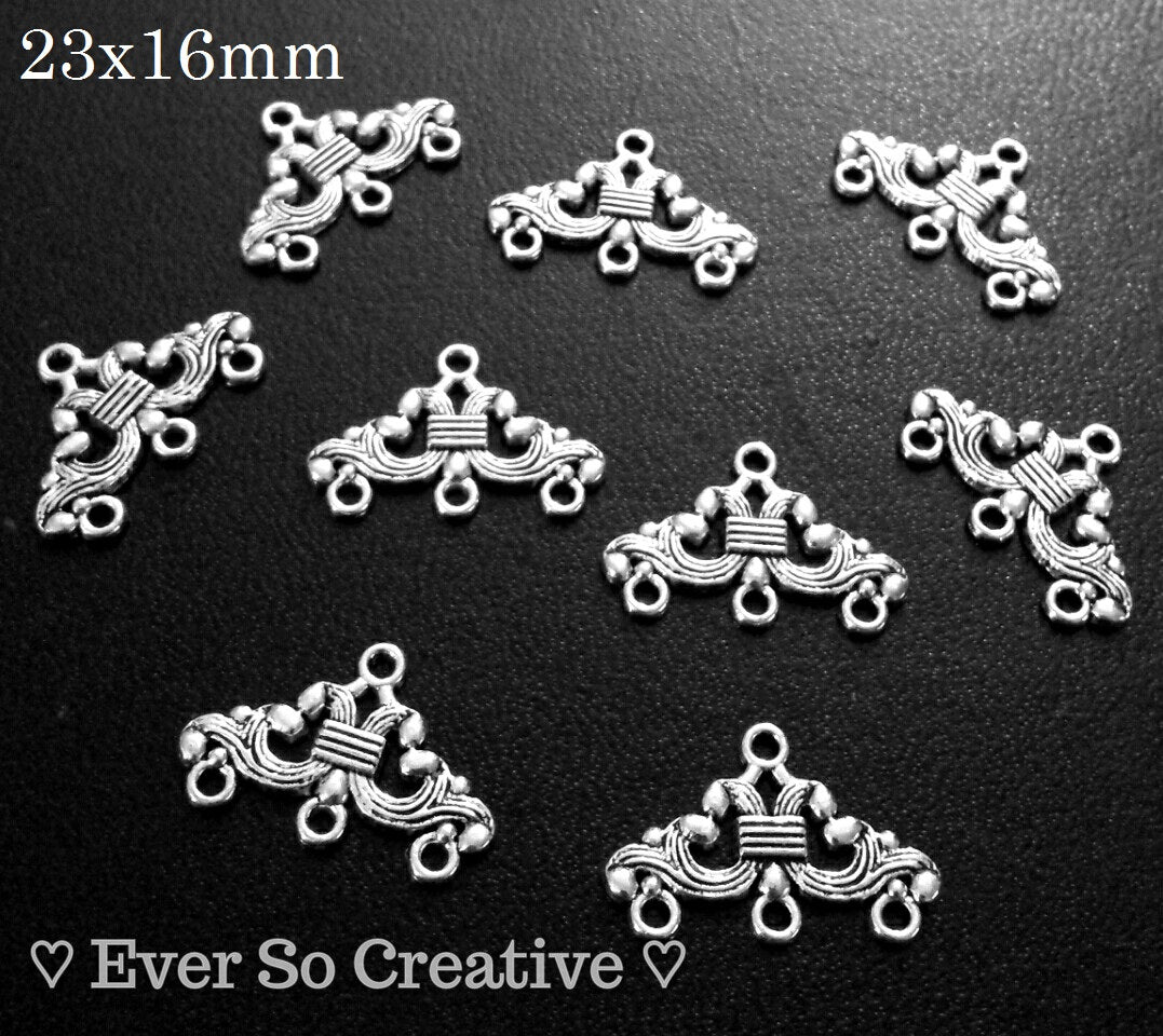 ESC-CH41: Antique Silver Three Hole Chandelier Settings: 23x16mm [6pcs]