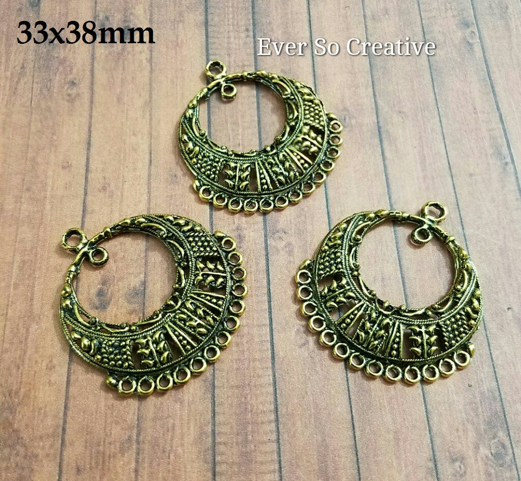 ESC-CH58: Antique Gold Ex. Large Pendant Setting: 38x33mm [2pcs]
