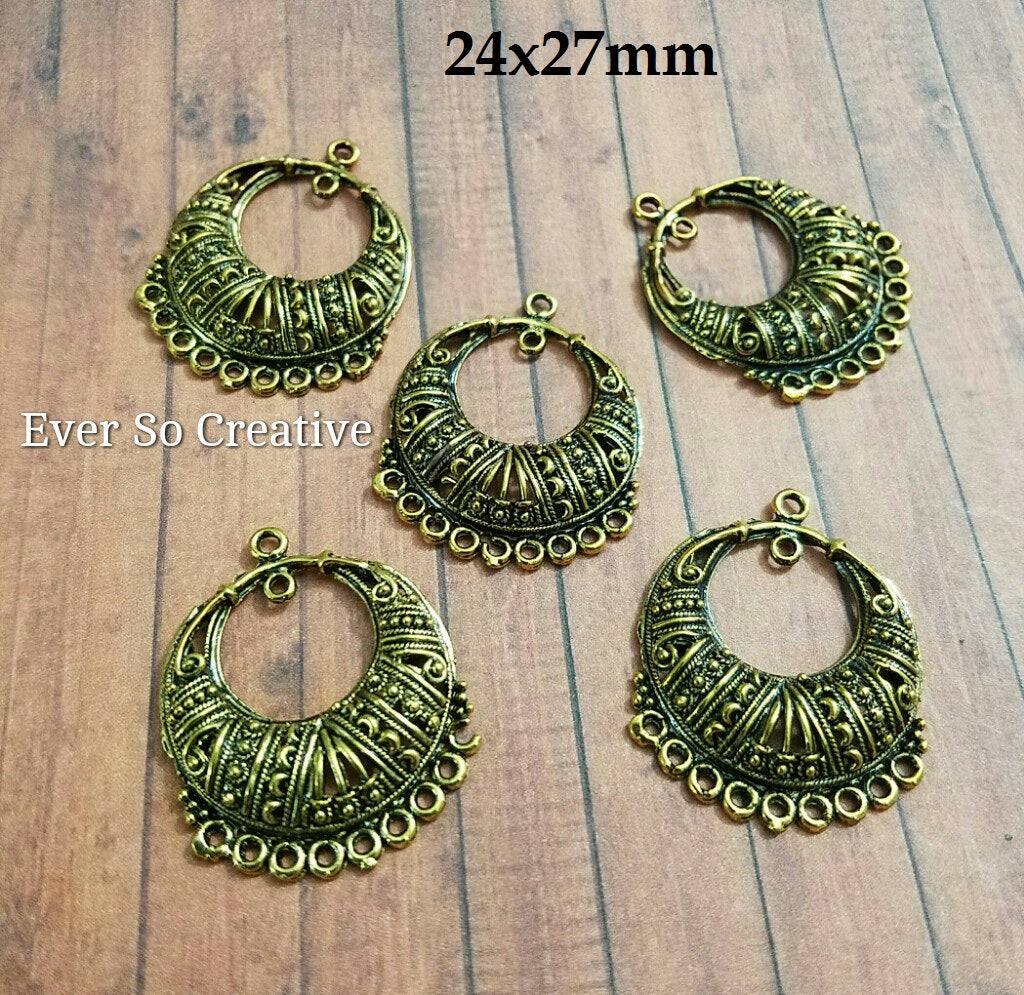 ESC-CH59: Antique Gold Earrings/Pendant Settings: 24x27mm [4pcs]