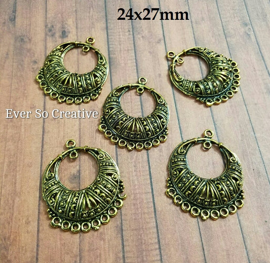 ESC-CH59: Antique Gold Earrings/Pendant Settings: 24x27mm [4pcs]