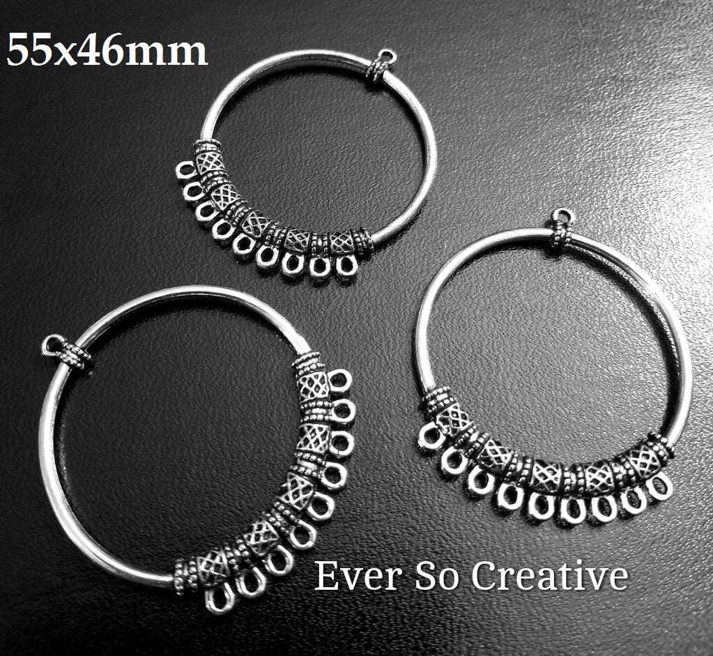 ESC-CH60: Antique Silver Extra Large Nine Hole Chandelier Connectors: 55x46mm [2pcs]