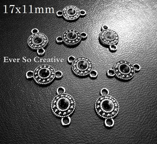 ESC-CN01: Antique Silver Round Filigree Connectors:  17x11mm: 15pcs